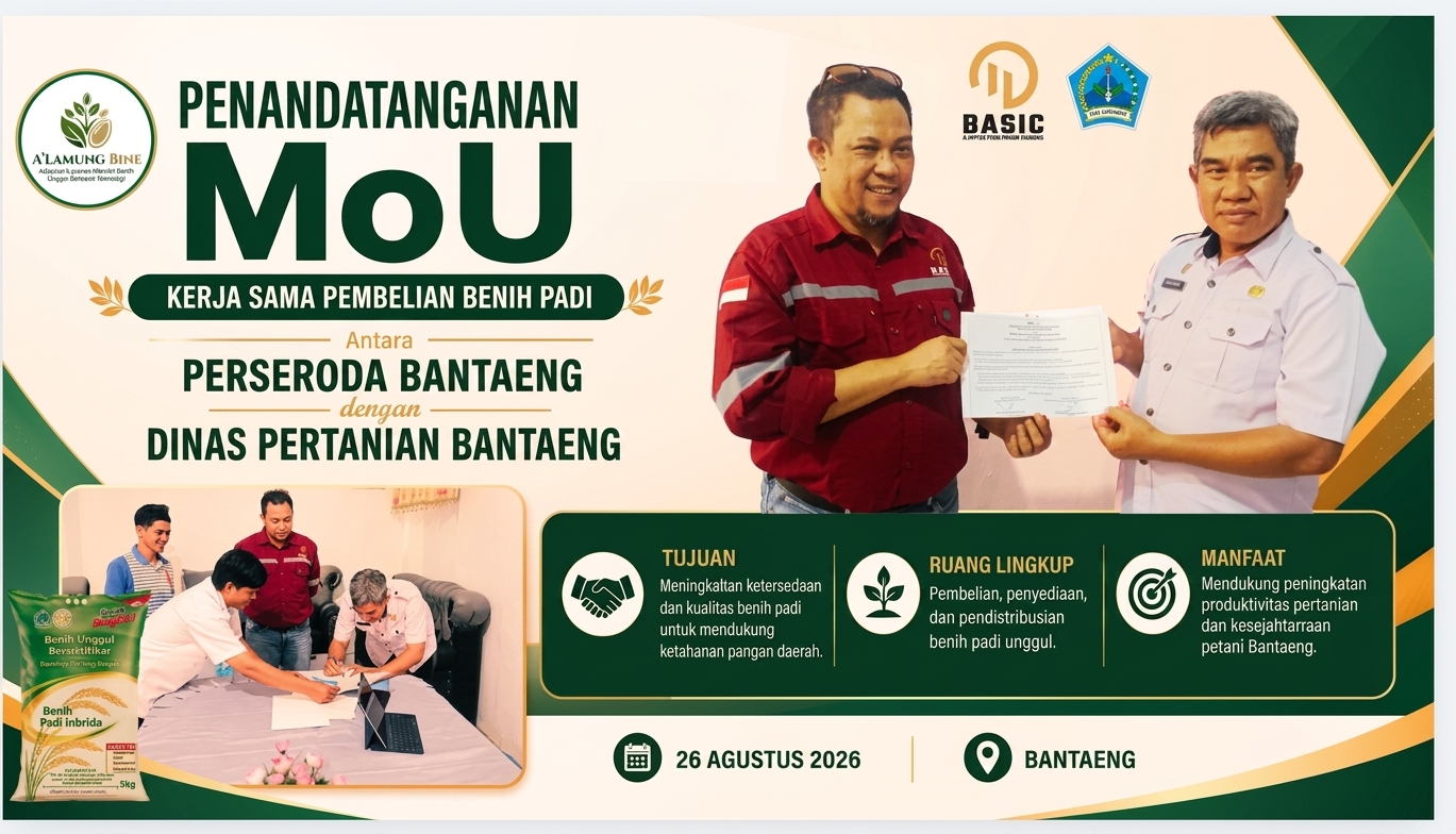 Perseroda Bantaeng dan Dinas Pertanian Teken MoU Kerja Sama Pembelian Benih Padi